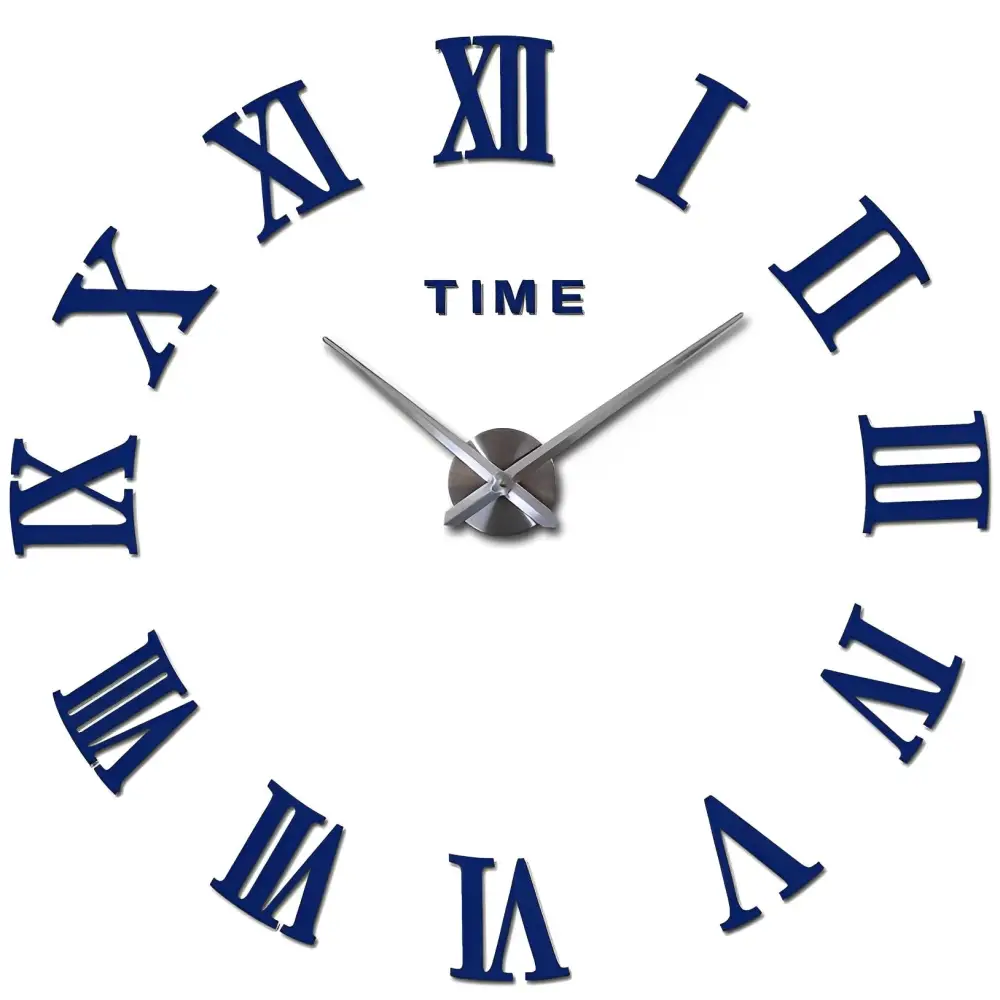 Horloge Murale Stickers Chiffre Romain - Horloges murales - Bleu profond / 40 cm